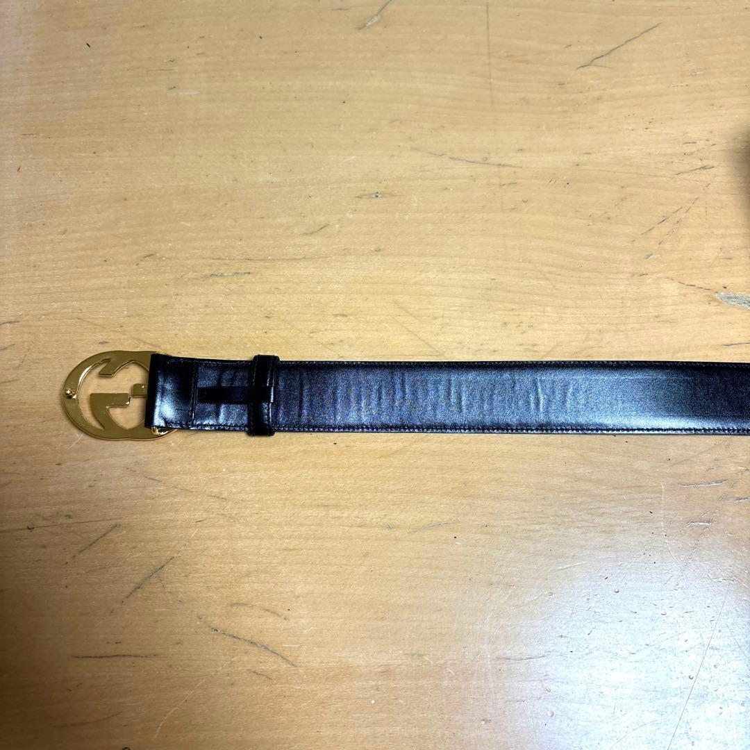 GUCCI ブラック ベルト 75/30 ゴールドバックル