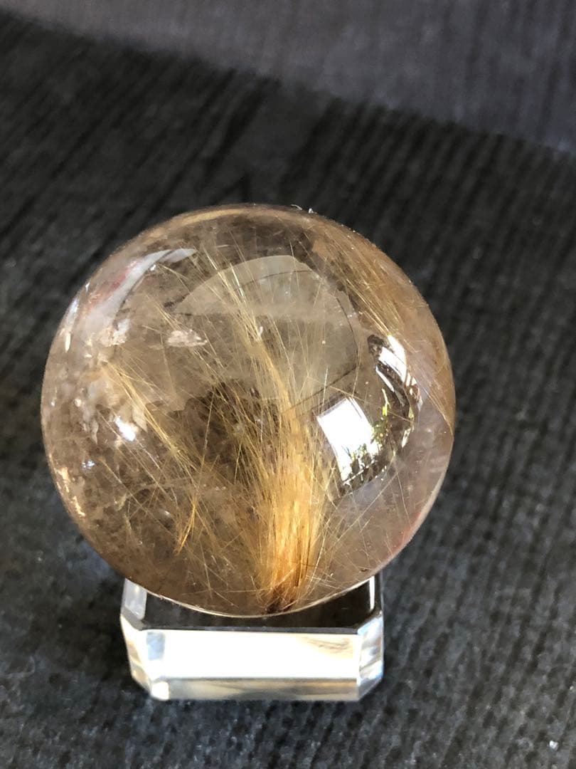 ❤️新年特価✳金運アップ レア　35.5mm ゴールド　ルチルクォーツ 玉（71）