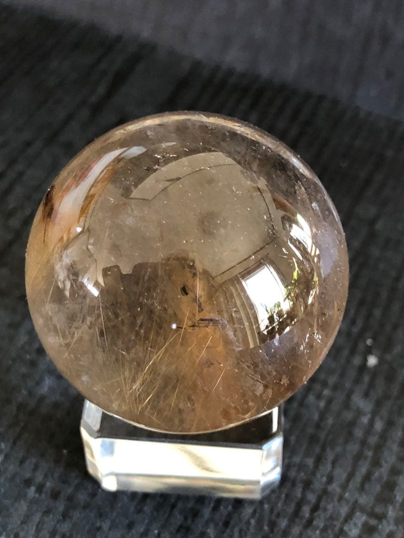 ❤️新年特価✳金運アップ レア　35.5mm ゴールド　ルチルクォーツ 玉（71）