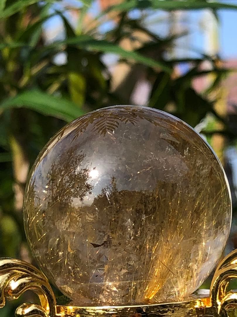 ❤️新年特価✳金運アップ レア　35.5mm ゴールド　ルチルクォーツ 玉（71）