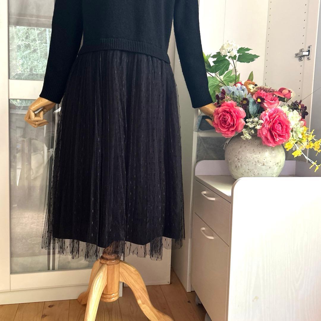 試着のみ未使用品　レッドヴァレンチノ　ウール100%ニット×レース　ワンピース