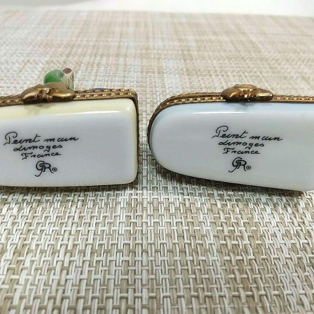 リモージュボックス 読書するカエル 蛙 小物入れ 2個 トリンケットボックス