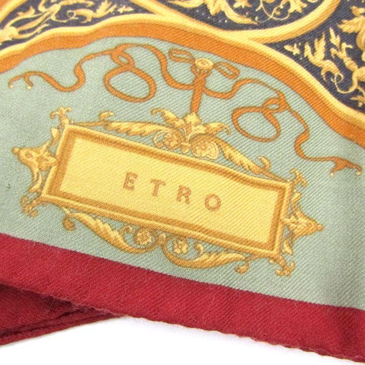 エトロ ストール スカーフ 大判 ウール/シルク混 レッド ETRO イタリア製
