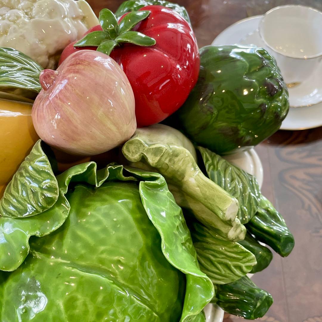r128 希少 イタリア製 野菜の陶器製オブジェ リアルな造形美 インテリア雑貨