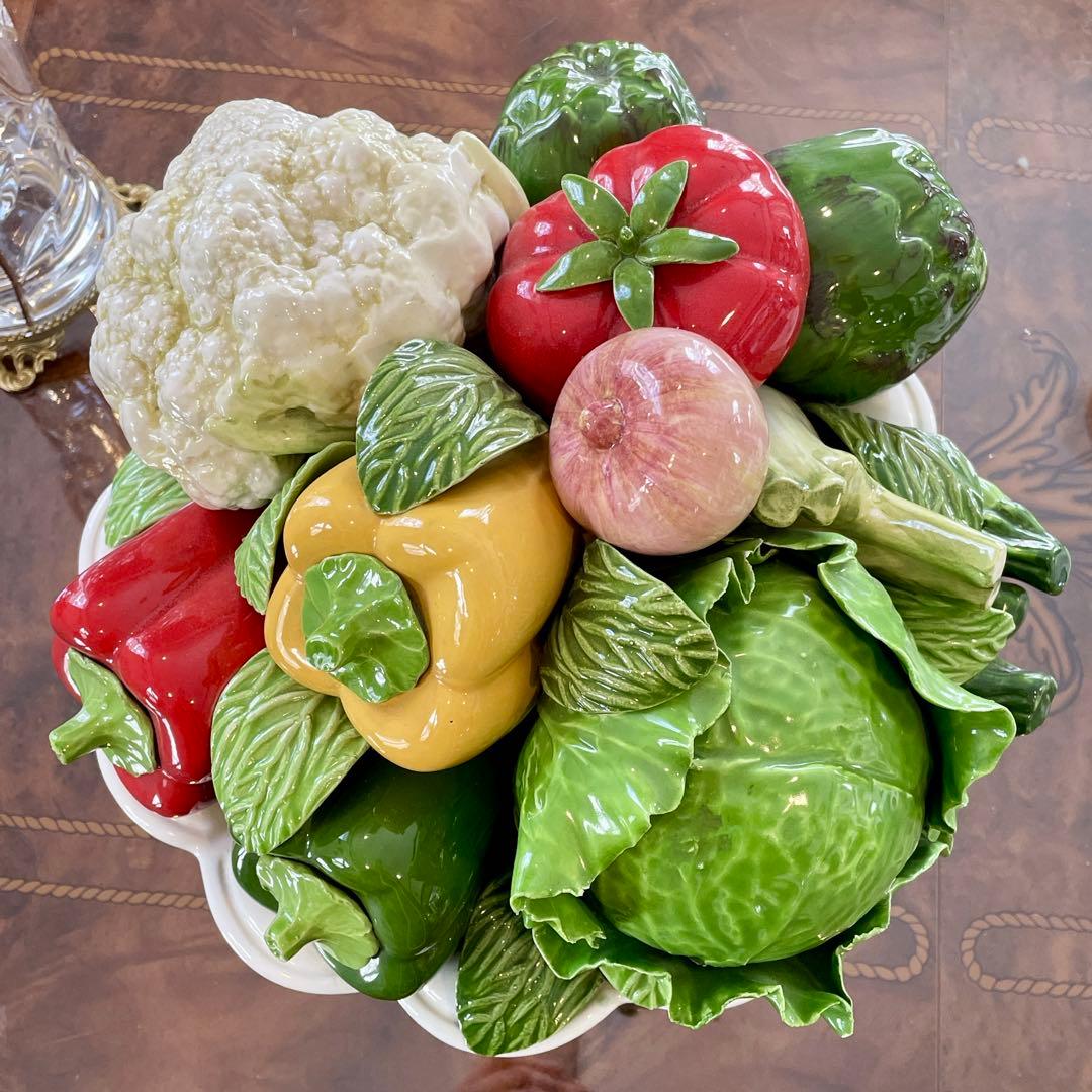 r128 希少 イタリア製 野菜の陶器製オブジェ リアルな造形美 インテリア雑貨