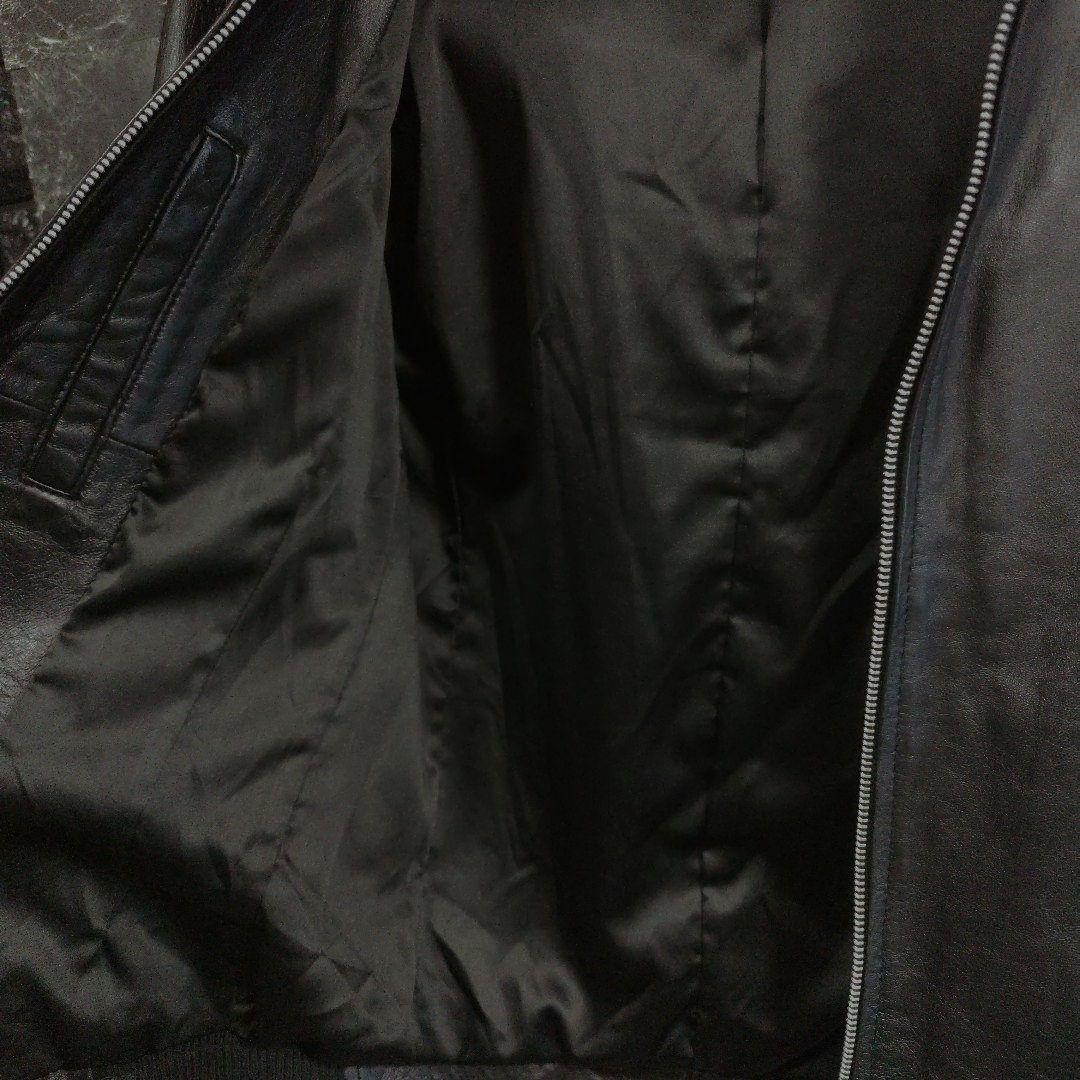 月星ノーアイディー黒ラムレザーシングルライダースフード付きジャケット完売品