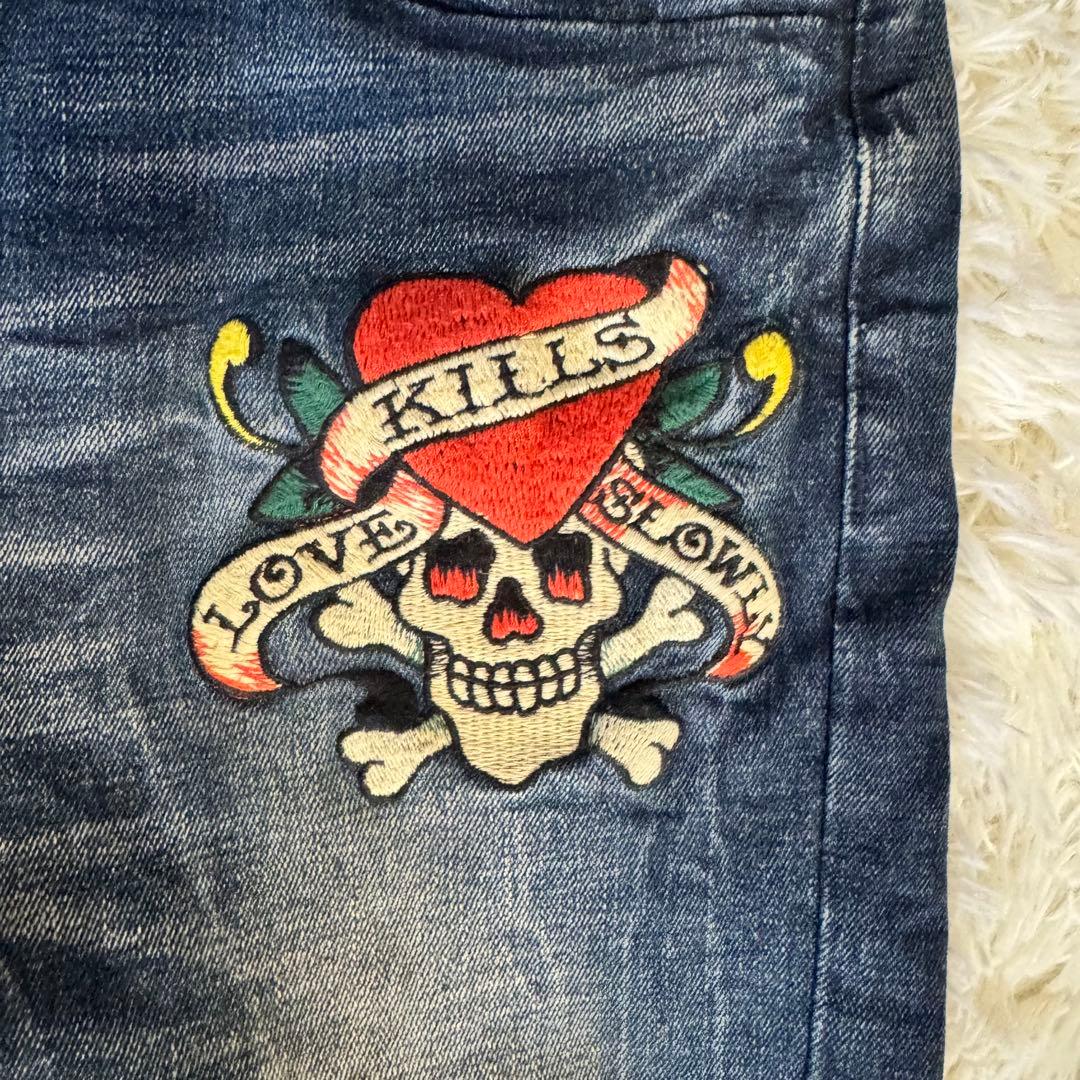 レア】REDPEPPER × ed hardyコラボ 刺繍 スカル ジーンズ