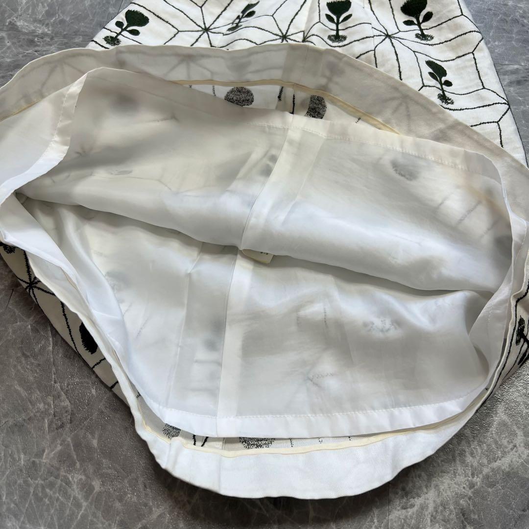 【美品】リネン100♡ミナペルホネン　Flower Box スカート　刺繍　総柄