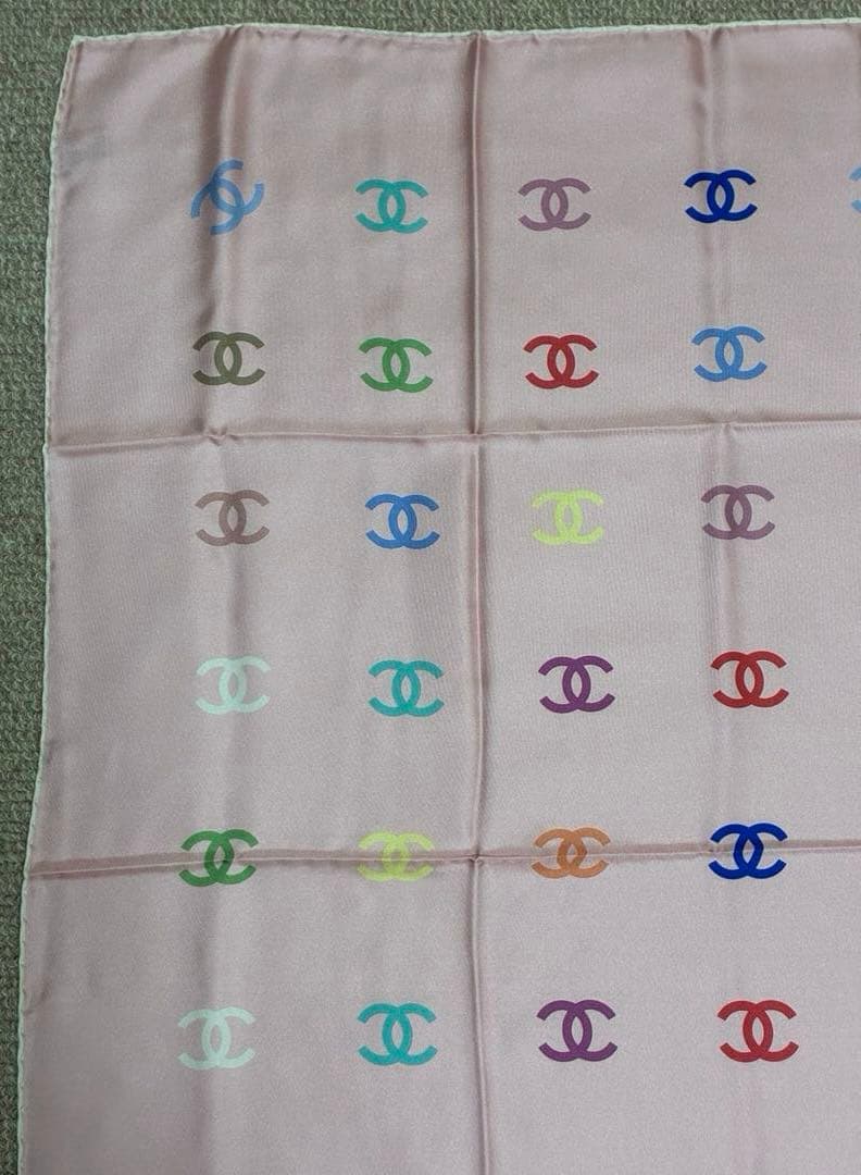 CHANEL シャネル　スカーフ　90 ピンク　赤　ブルー　ココマーク　正規品