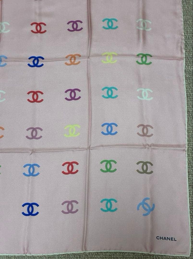 CHANEL シャネル　スカーフ　90 ピンク　赤　ブルー　ココマーク　正規品