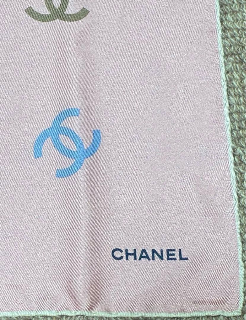 CHANEL シャネル　スカーフ　90 ピンク　赤　ブルー　ココマーク　正規品