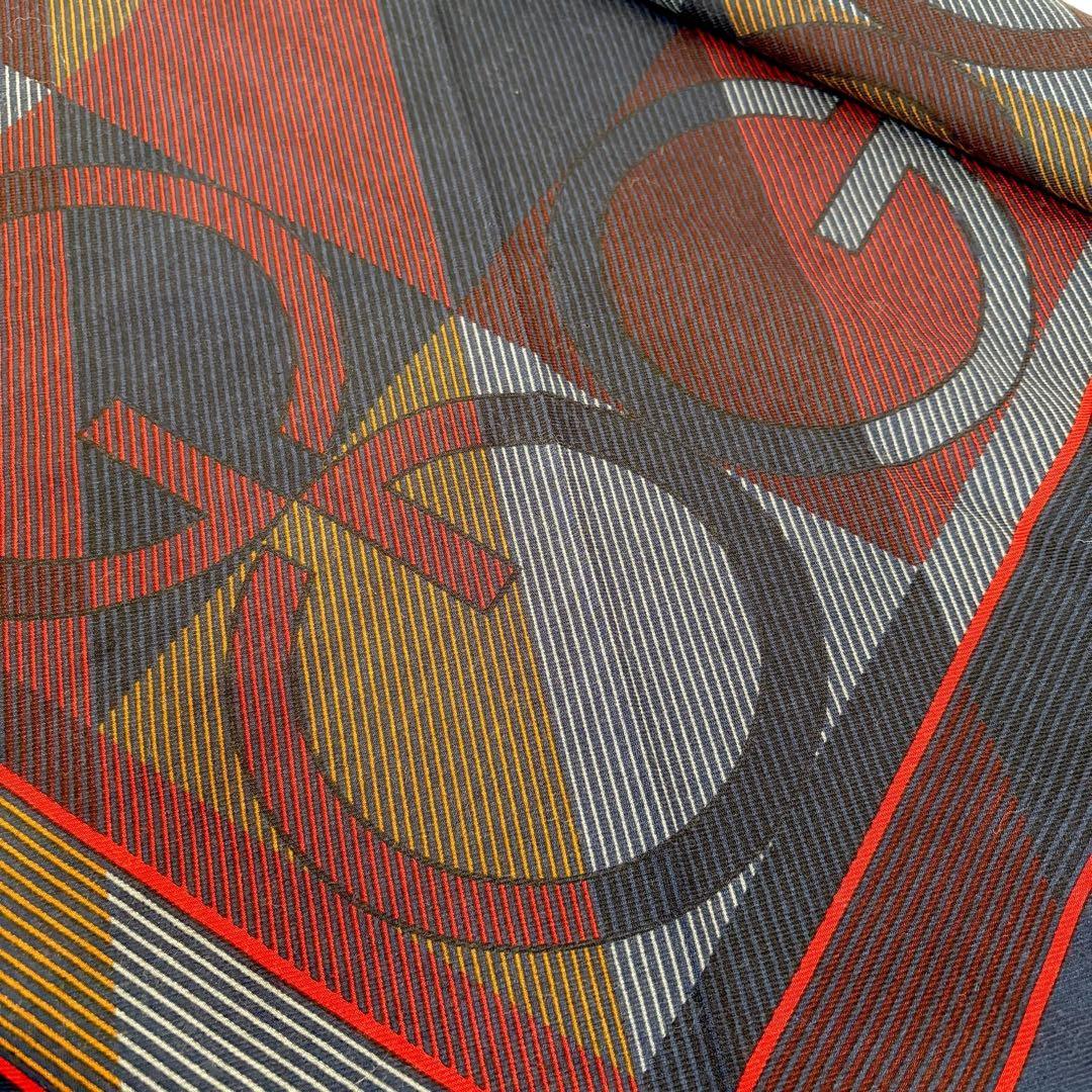 GUCCI グッチ ヴィンテージ 大盤ストール ショール マフラー ネイビー