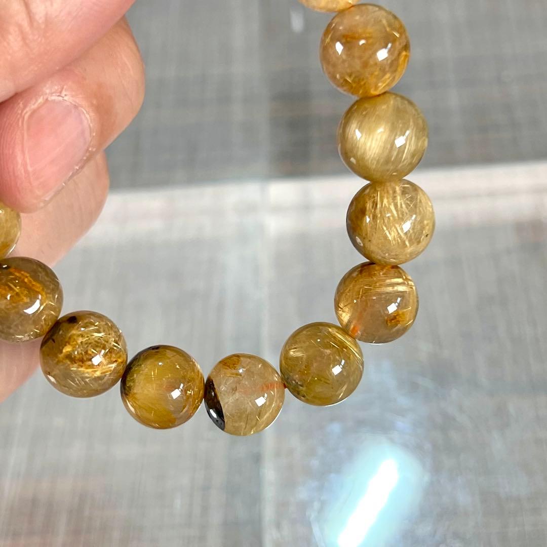 金運強 太陽放射ルチルブレスレット ヘマタイト ルチルクォーツ 2-7