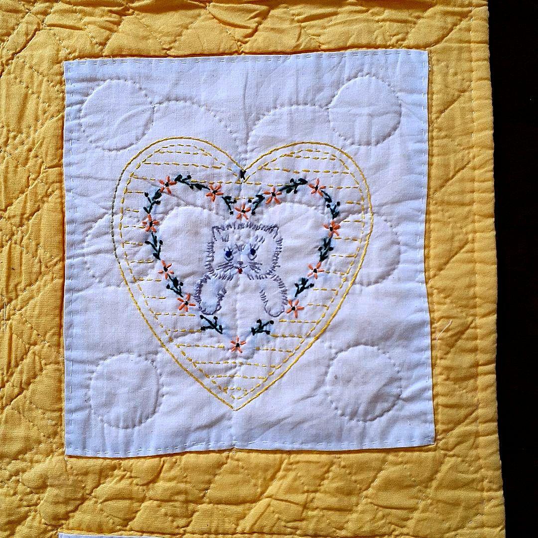 ★お値下げ⭐アンティーク刺繍の手縫いキルト　59⑤