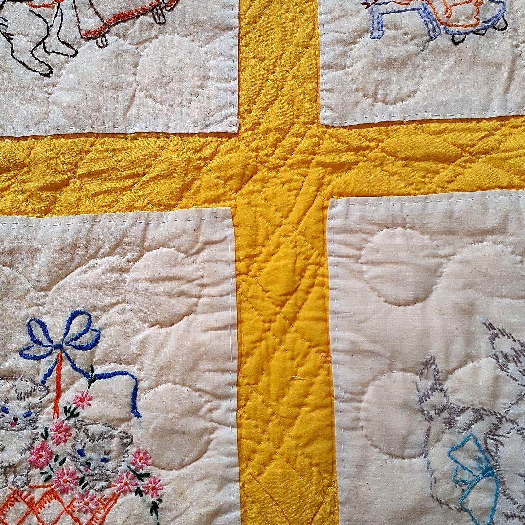 ★お値下げ⭐アンティーク刺繍の手縫いキルト　59⑤