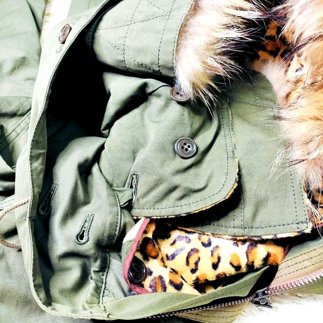 希少❣バックプリント無地✨️ワコマリア M-51 モッズコート レオパード裏地