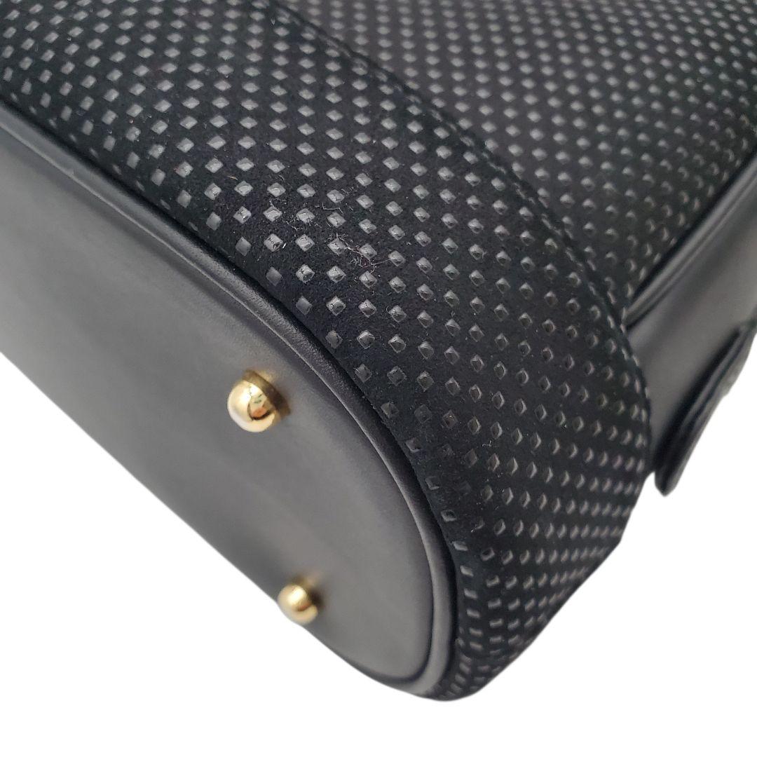 美品 印傳屋 INDEN-YA ハンドバッグ 鹿革 漆 甲州印伝 黒 ブラック