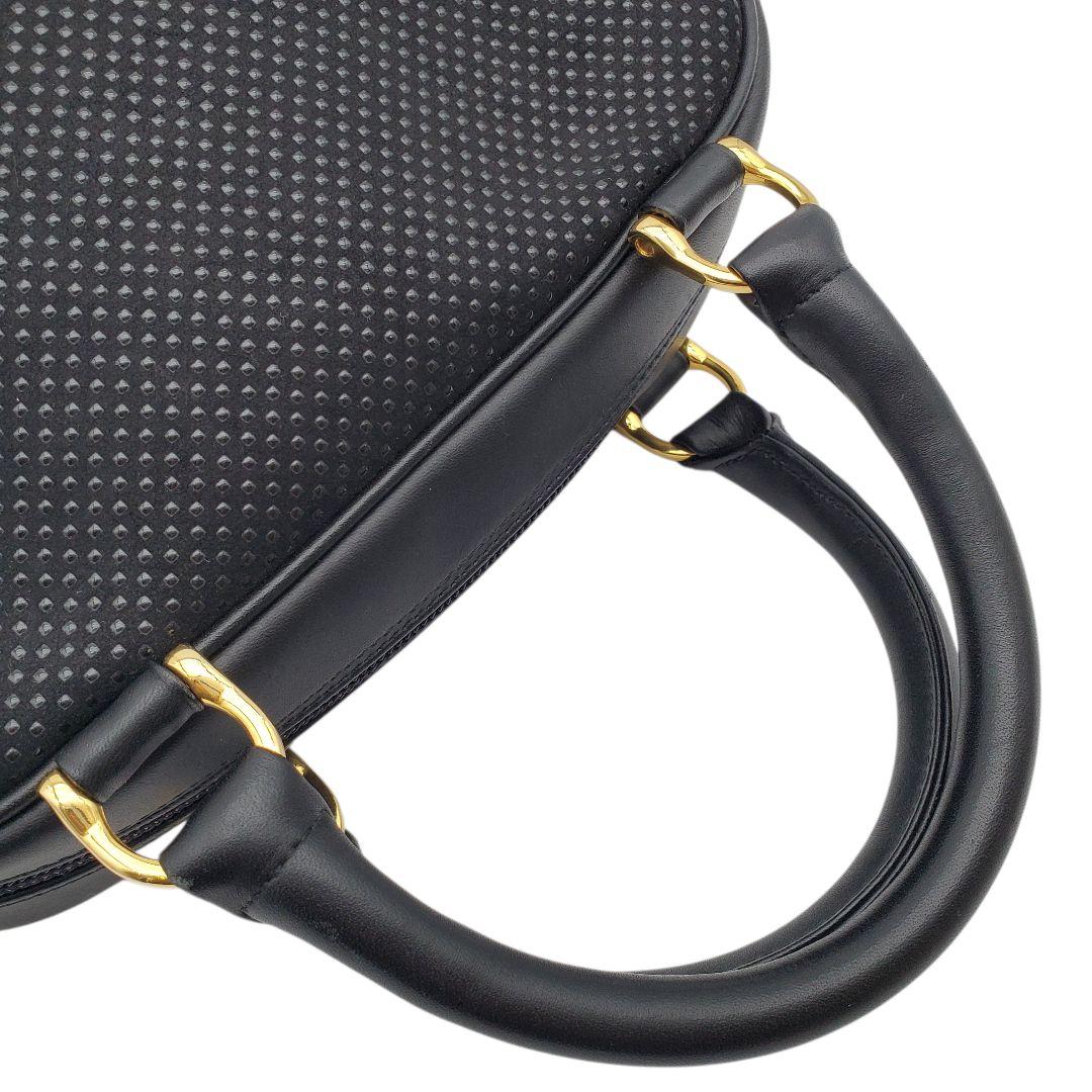 美品 印傳屋 INDEN-YA ハンドバッグ 鹿革 漆 甲州印伝 黒 ブラック