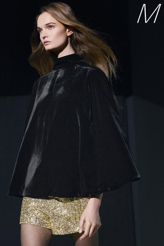 ZARA ベルベットケープ Mサイズ ブラック ZW COLLECTION