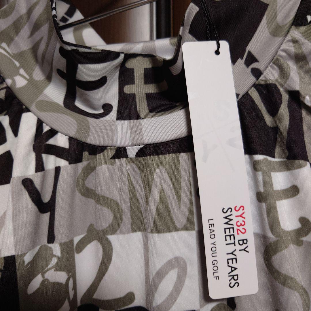 sy32：レディース：Lサイズ：グラフィカル モックネックワンピース：白