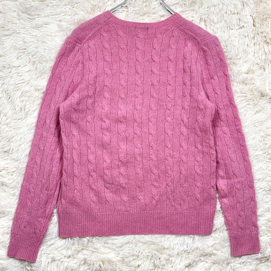 現行 L ラルフローレン ケーブルニット カシミヤ混 クルーネック ロゴ