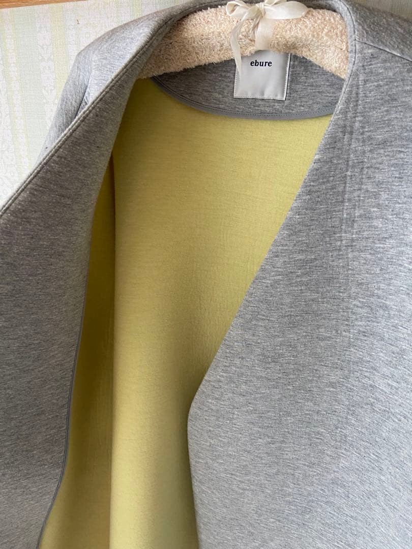 ★Mimi★ebure エブールノーカラーボンディングコート★ネイビー★