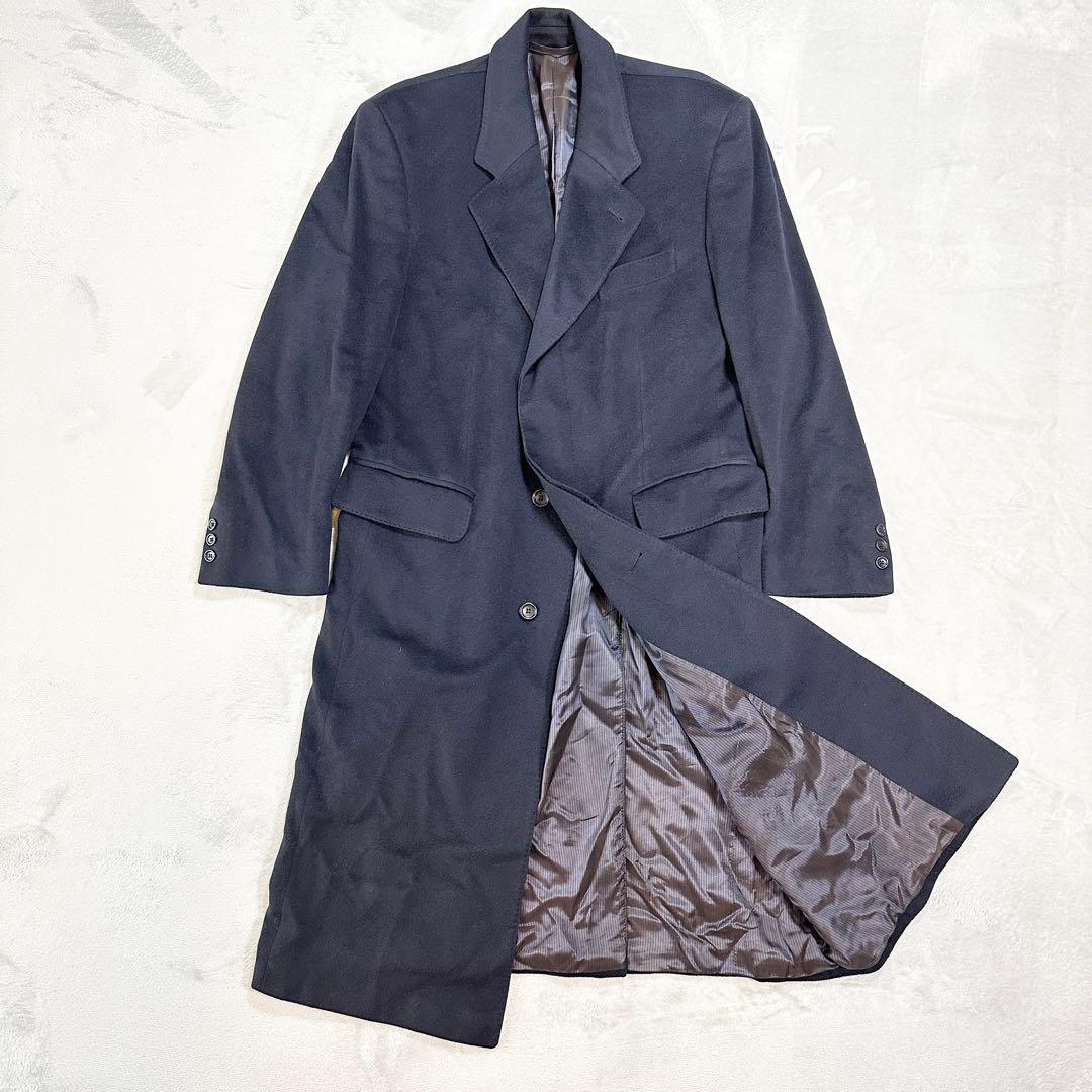 美品　コロンボ社製カシミヤ100%　ステンカラーコート ドイツ　上質　濃紺