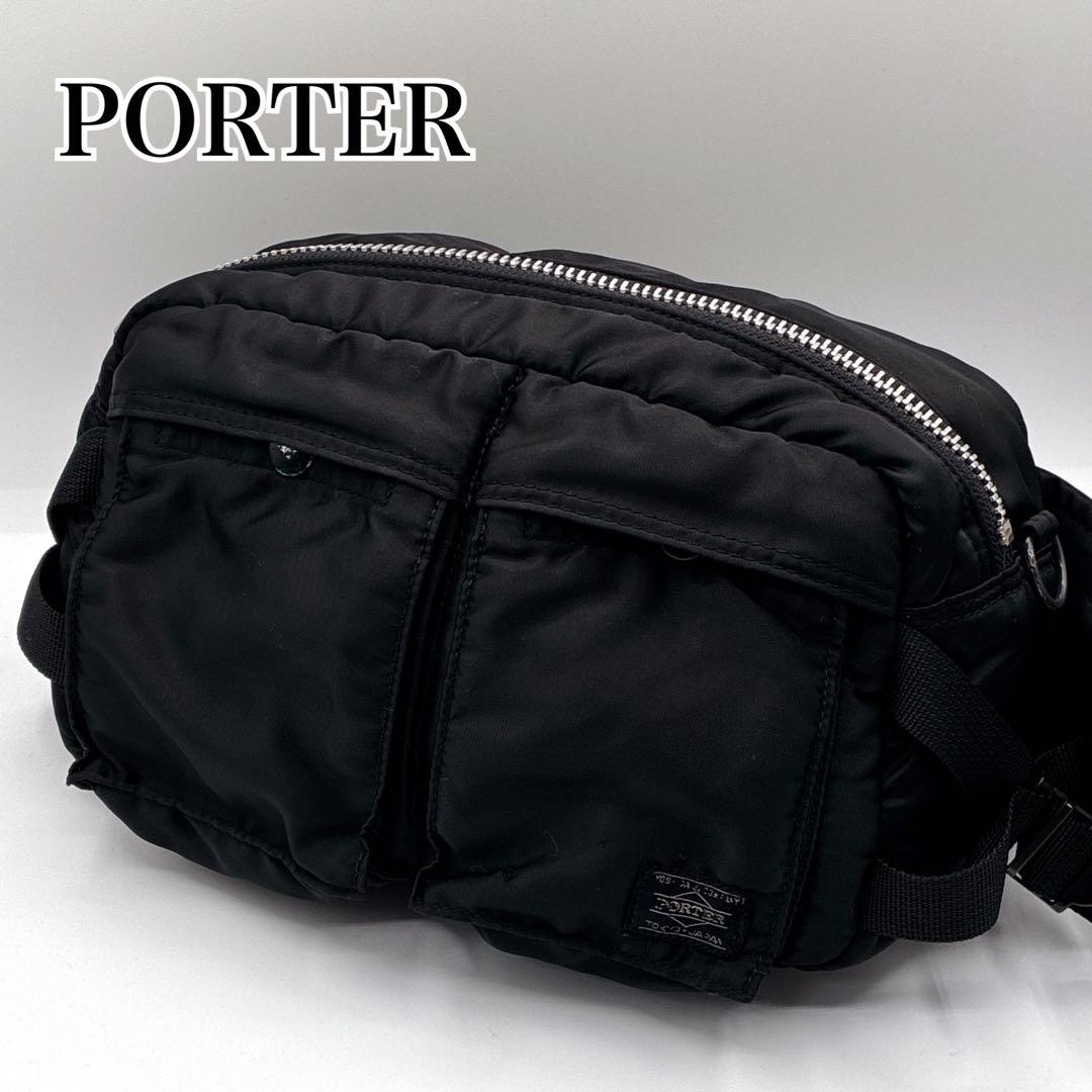 PORTER ポーター タンカー 黒 ナイロン ボディバッグ ウエストポーチ