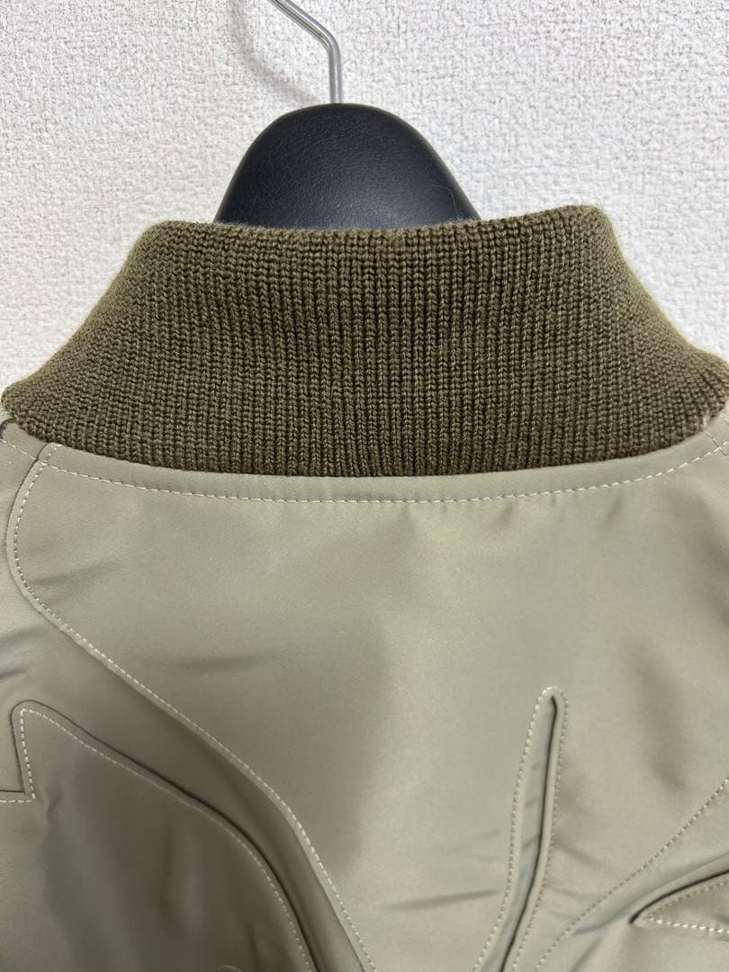 sacai MA-1 パッチワーク ナイロンジャケット サイズ1 カーキ サカイ