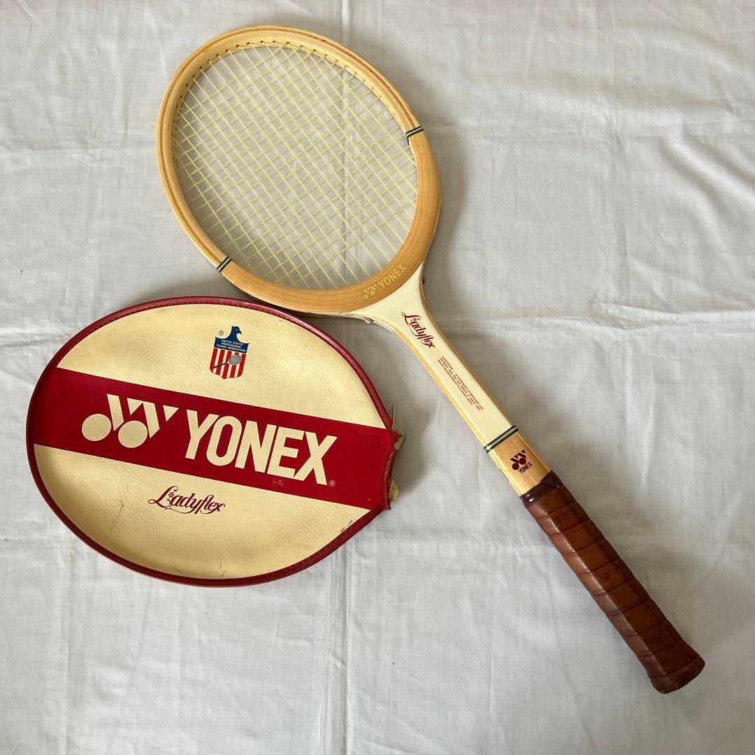 ビンテージ YONEXヨネックス 木製テニスラケットLady Flexケース付き