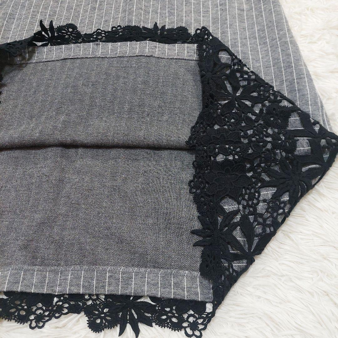 ローズティアラ 大きいサイズ 50 花柄 レース ストライプ ウール ワンピース