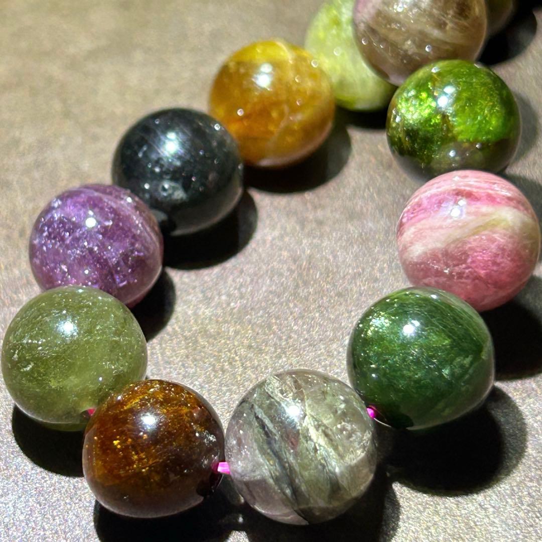 ☆ヒロ様！福運招財宝珠①！希少！ミックス　トルマリン　ブレス