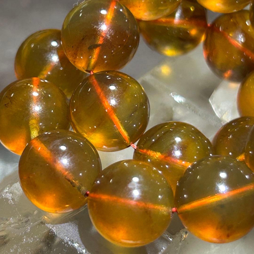 ☆別格高級品！来福良縁宝珠③！極美！琥珀　ブルー　アンバー　ブレス