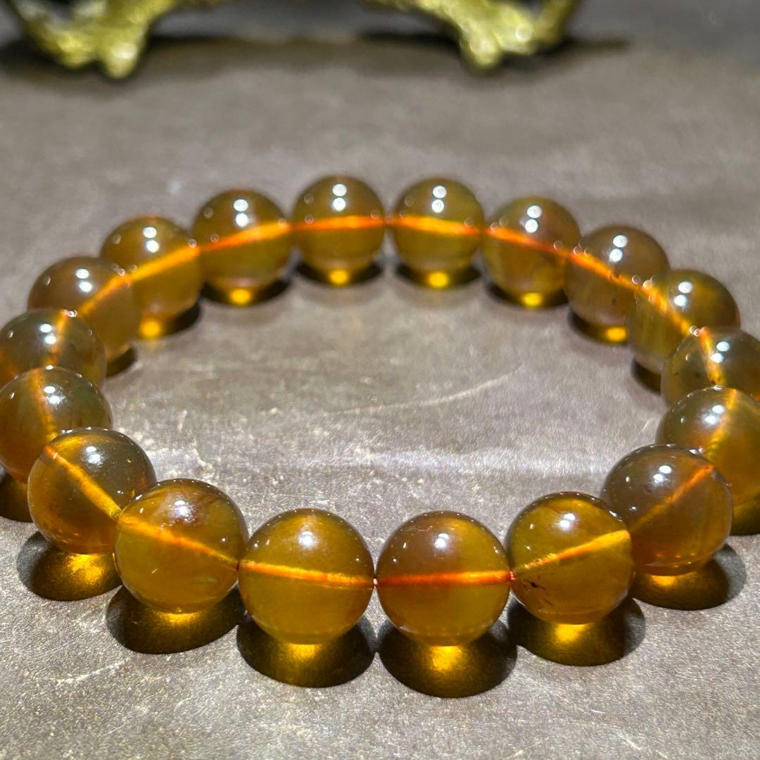 ☆別格高級品！来福良縁宝珠③！極美！琥珀　ブルー　アンバー　ブレス