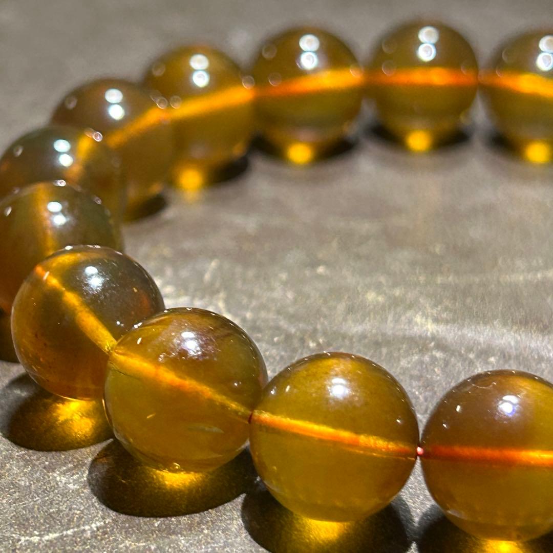 ☆別格高級品！来福良縁宝珠③！極美！琥珀　ブルー　アンバー　ブレス