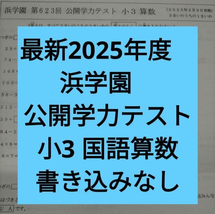 最新2025年度】 浜学園 公開学力テスト 小3 国語算数 2教科 - メルカリ