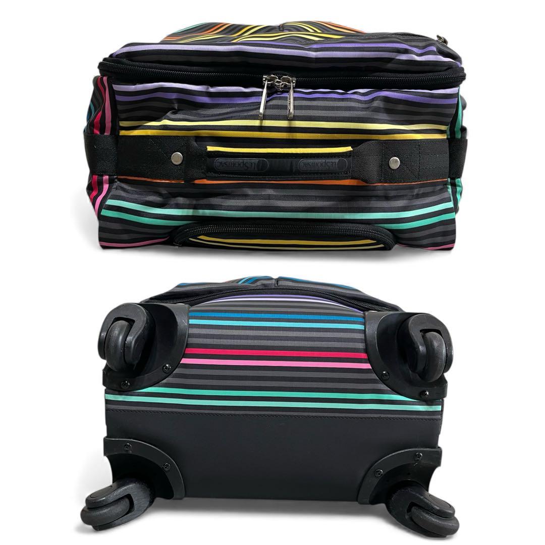 レア レスポートサック キャリーケース 4輪 マルチストライプ ブラック