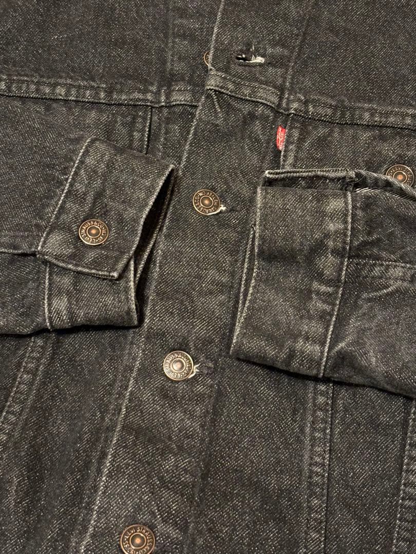 【希少】90s Levi's 75505先染めブラックデニムジャケット 40