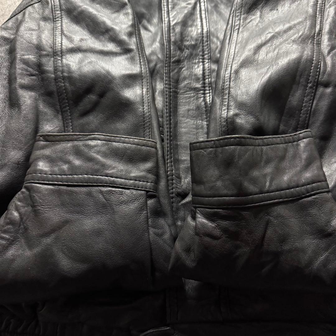 【80s vintage】フライトジャケット　A-2 ボンバー　本革　短丈　黒