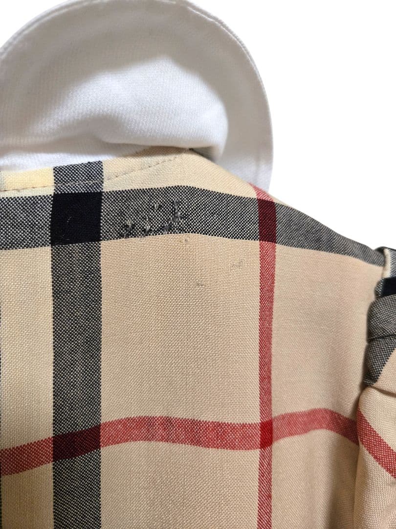 訳あり]BURBERRY ノバチェック 丸襟 スモッキング ワンピース 110