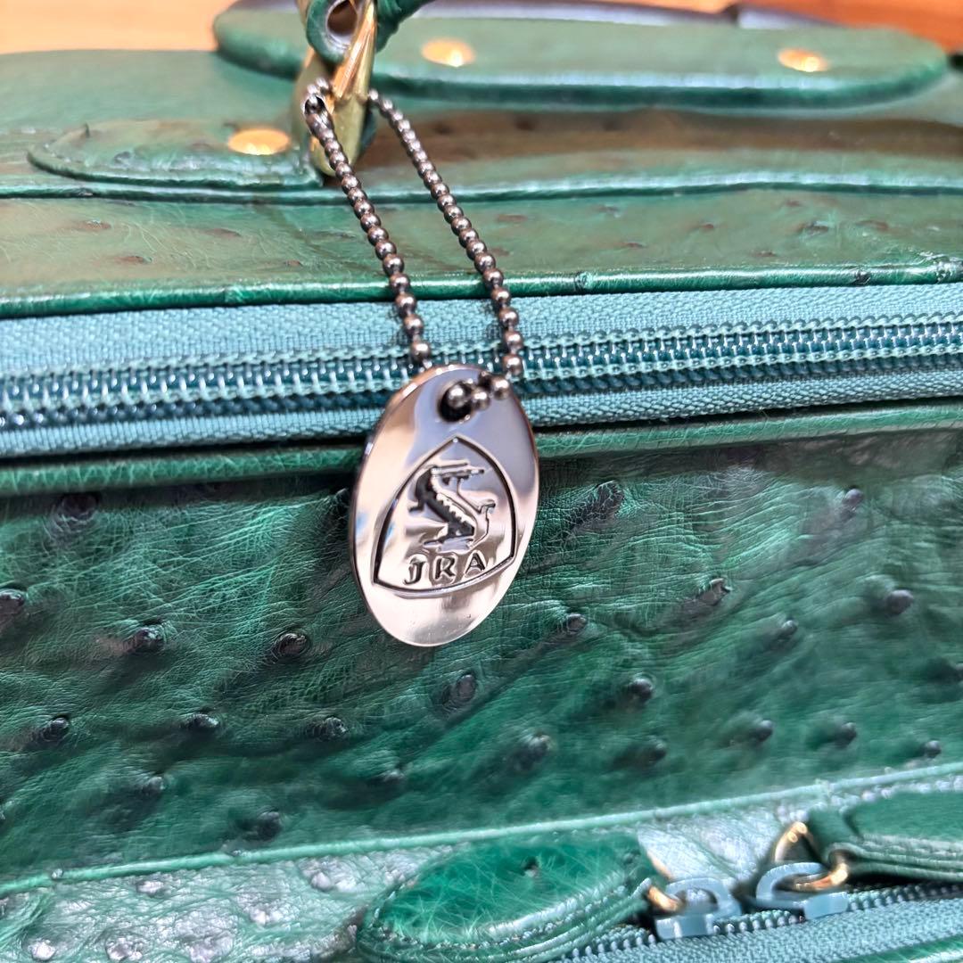 希少】オーストリッチ キャリーケース グリーン JRA認定タグ付き 本革