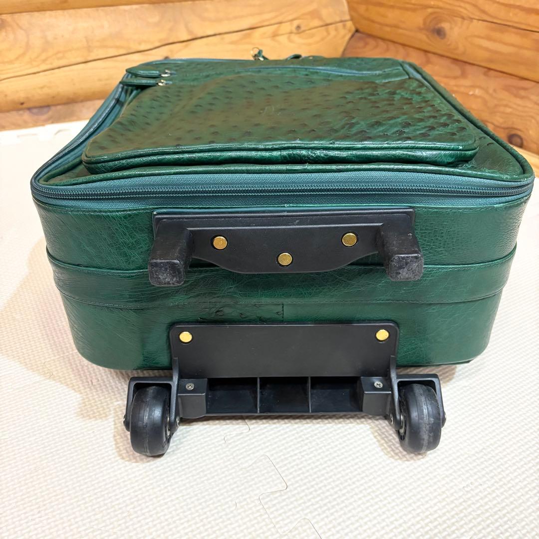 希少】オーストリッチ キャリーケース グリーン JRA認定タグ付き 本革