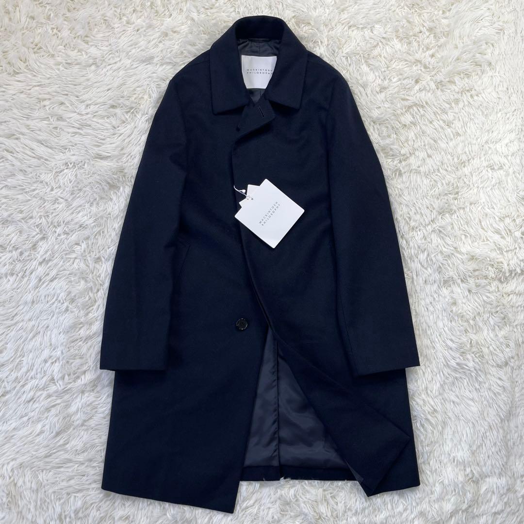 【新品】マッキントッシュ ヘリンボーン チェスターコート カシミヤ ネイビー