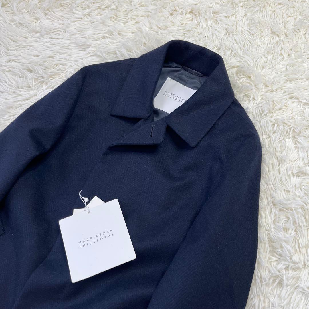【新品】マッキントッシュ ヘリンボーン チェスターコート カシミヤ ネイビー