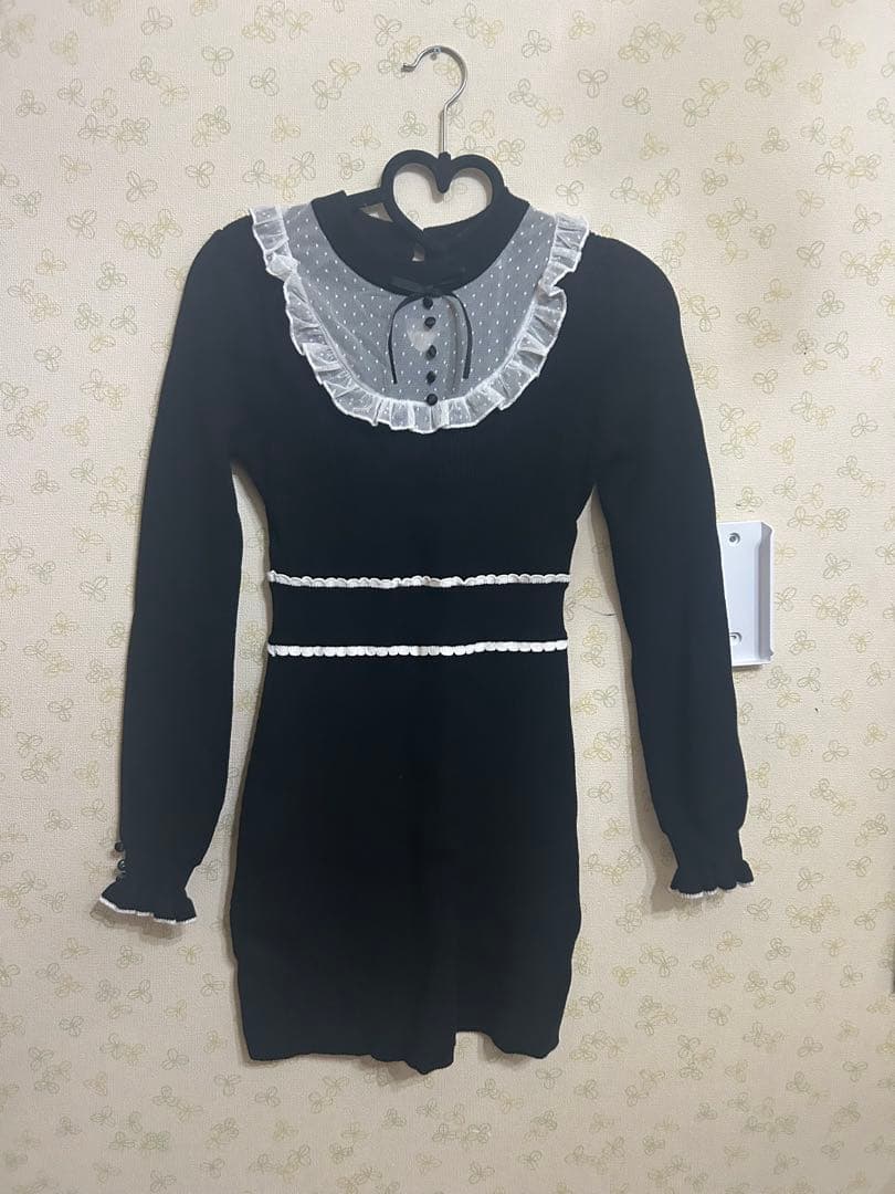 pium ピウム　チュールフリルドーリーニットワンピース