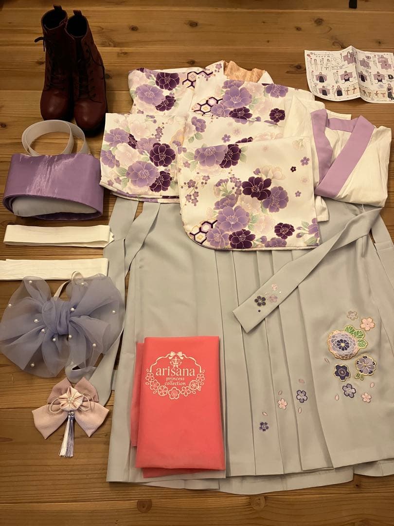 アリサナ　袴セット　ブーツ　髪飾り　帯飾り　着物ドレス 150