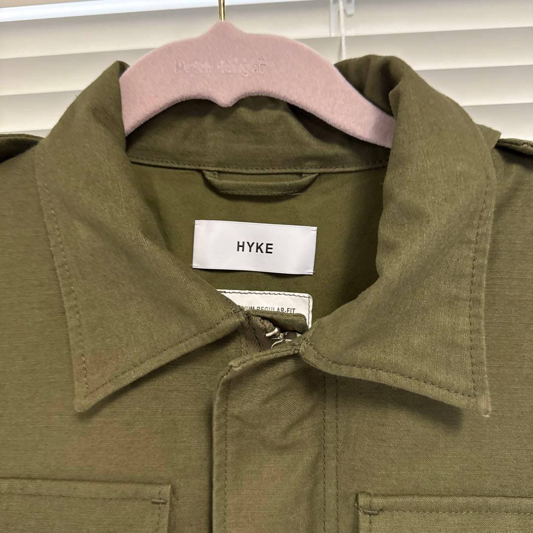 HYKE ハイクミリタリージャケット 2サイズ オリーブ コットン