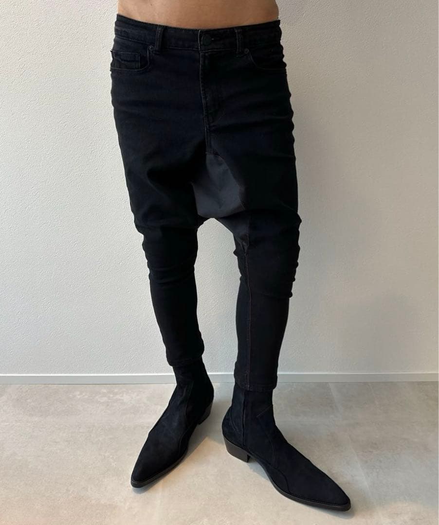 オーダー品】サルエル パンツ デニム 黒 ブラック スキニー 検 GACKT