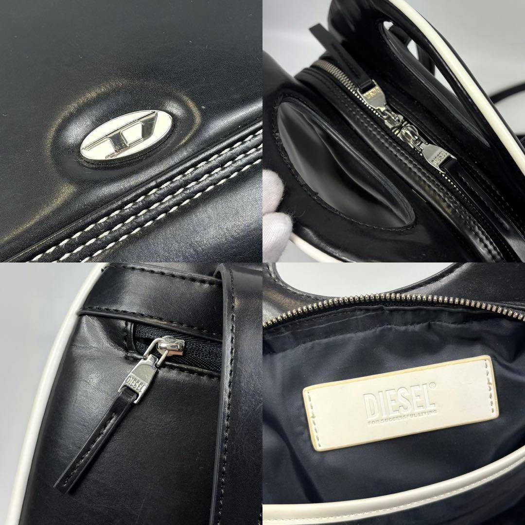 DIESEL ディーゼル メタルDロゴ ムーンバックパック リュック 黒 レザー