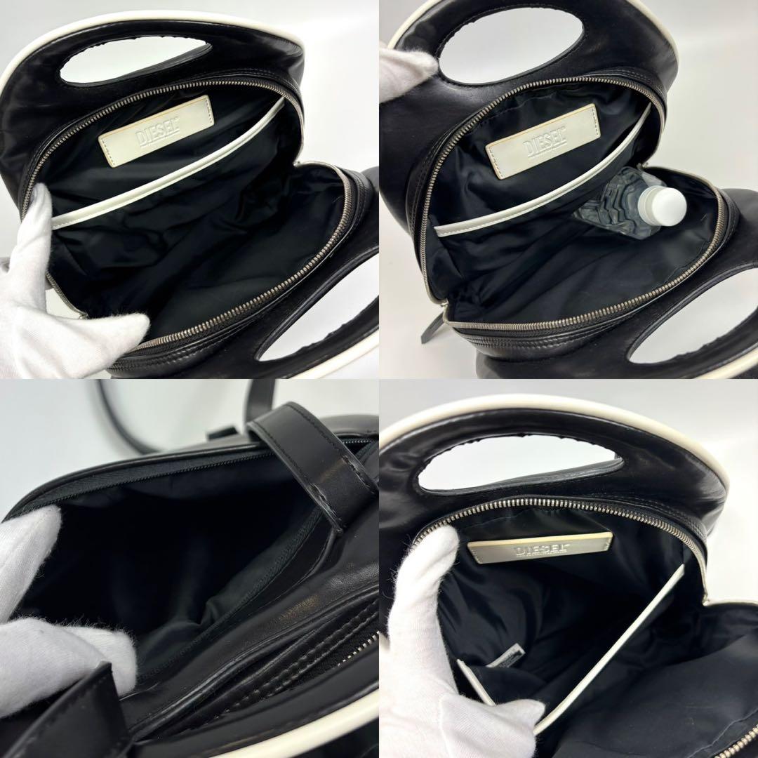 DIESEL ディーゼル メタルDロゴ ムーンバックパック リュック 黒 レザー